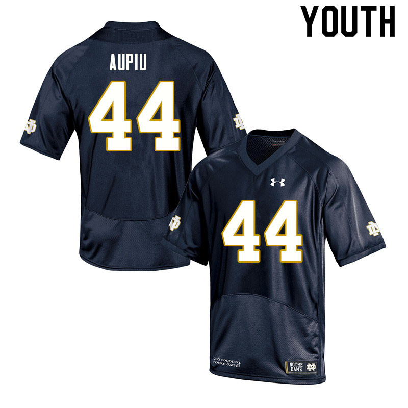 Youth NCAA Notre Dame Fighting Irish #44 Devin Aupiu Stitched College Under Armour Authentic Navy Football Jersey LC10O01SZ